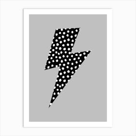 Lightning Bolt Black and White Spotty Art Print