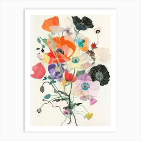 Poppy Collage Flower Bouquet Art Print