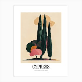 Cypress Tree Colourful Illustration 1 Poster Art Print