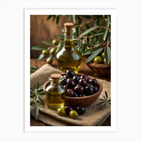 Olive Oil And Olives Art Print