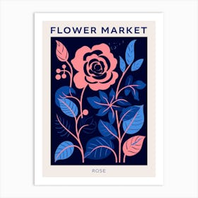 Blue Flower Market Poster Rose 5 Art Print