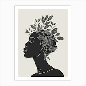 Portrait Of A Woman With Leaves In Her Hair 1 Art Print