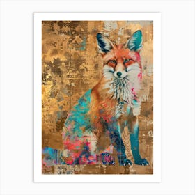 Fox Gold Effect Collage 2 Art Print