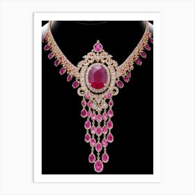 Necklace With Ruby And Diamonds Art Print