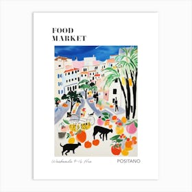 The Food Market In Positano 4 Illustration Poster Art Print