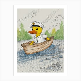 Duck In A Boat 11 Art Print