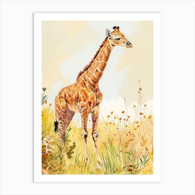 Giraffe Storybook Watercolour Inspired 2 Art Print