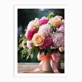 Bouquet Full Of Romantic Spring Florals Dominated By Vibrant Blossoms Nestled In Lush Greenery Pe (1) Art Print