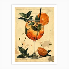 Cocktail With Orange And Mint 2 Art Print