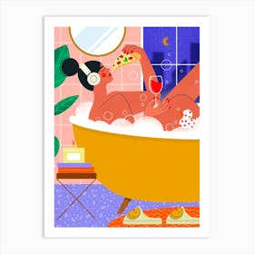 Pizza And Wine Art Print