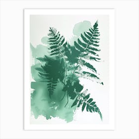 Green Ink Painting Of A Leatherleaf Fern 1 Art Print