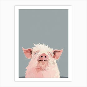 Pig On Grey Art Print