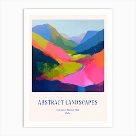 Colourful Abstract Snowdonia National Park Wales 1 Poster Blue Art Print