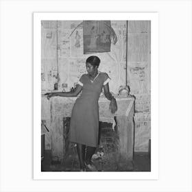 Girl In Front Of Fireplace In Home Along Levee Near Norco, Louisiana By Russell Lee Art Print