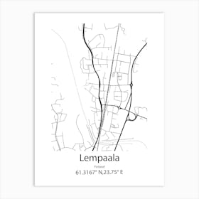 Lempaala,Finland Minimalist Map Art Print