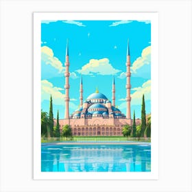 Blue Mosque Sultan Ahmed Mosque Pixel Art 7 Art Print