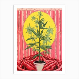 Pink And Red Plant Illustration Dracaena Lemon Lime 1 Art Print