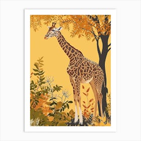 Giraffe In Nature Modern Illustration 3 Art Print