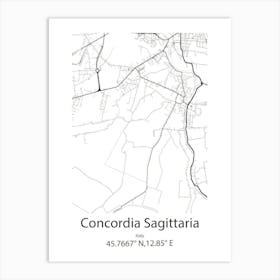 Concordia Sagittaria,Italy Minimalist Map Art Print