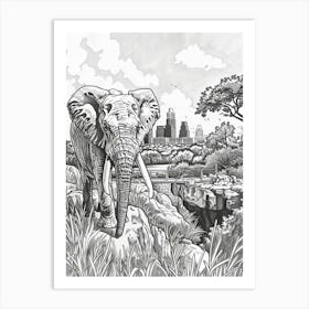 Zoo Austin Texas Black And White Drawing 2 Art Print