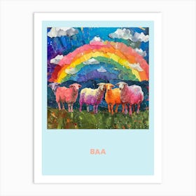 Baa Sheep Rainbow Collage Poster  Art Print