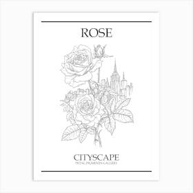 Rose Cityscape Line Drawing 4 Poster Art Print