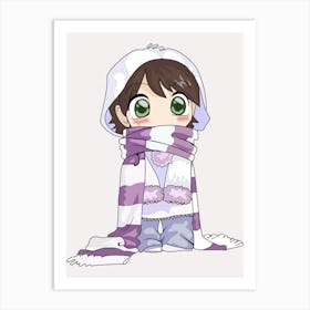 Cute Little Girl In A Scarf Art Print