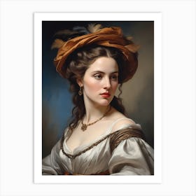 Elegant Classic Woman Portrait Painting (9) Art Print