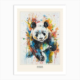 Panda Colourful Watercolour 4 Poster Art Print