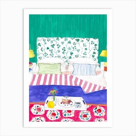 Birthday Breakfast In Bed Colourful Art Print