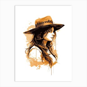 Cowgirl Neutral Colours Portrait 4 Art Print