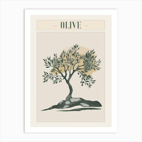 Olive Tree Minimal Japandi Illustration 2 Poster Art Print