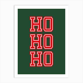 Ho Ho Ho Red and Green Varsity Christmas Art Print