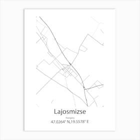 Lajosmizse,Hungary Minimalist Map Art Print