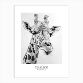 Zoo Austin Texas Black And White Drawing 1 Poster Art Print