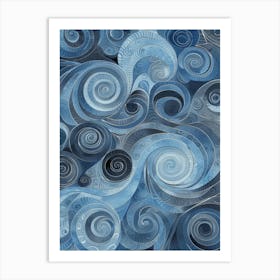 Blue Swirls 3 Art Print