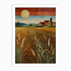 Sunset In The Wheat Field 1 Art Print