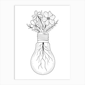 Light Bulb With Flowers Art Print