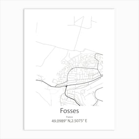 Fosses,France Minimalist Map Art Print