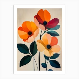 Three Orange Flowers Art Print