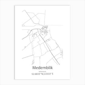 Medemblik,Netherlands Minimalist Map Art Print