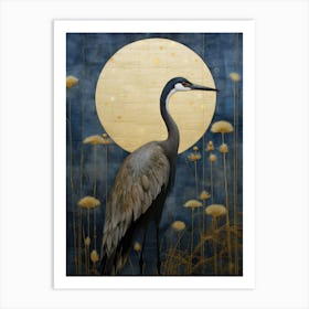 Heron In The Moonlight Art Print