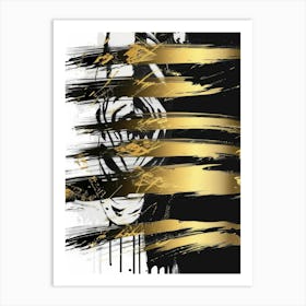 Gold And Black Abstract Painting 130 Art Print