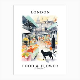 Food Market With Cats In London 2 Poster Art Print