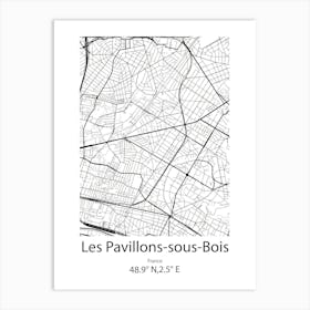 Les Pavillons Sous Bois,France Minimalist Map Art Print