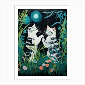 Two Cats In The Grass 3 Art Print