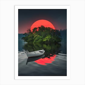 Sunset In A Boat Art Print