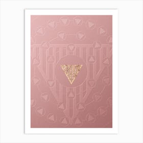 Geometric Gold Glyph on Circle Array in Pink Embossed Paper n.0049 Art Print