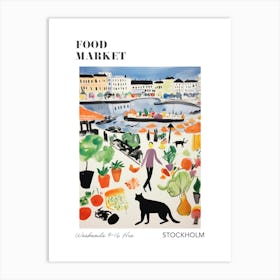 The Food Market In Stockholm 4 Illustration Poster Art Print