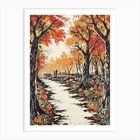 Pumpkins In The Woods Art Print